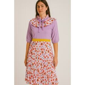 NWT Puff Sleeve Ruffle Midi Dress Medium